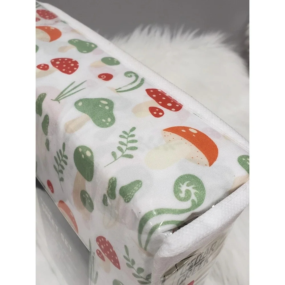 NEW King Size 4 PIECE SHEET SET MUSHROOM GARDEN BOTANICAL WHIMSICAL GNOME PLANTS